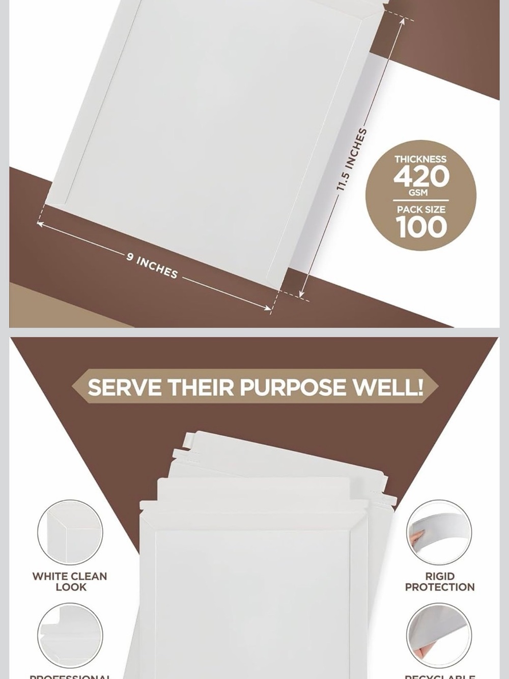 40 pack White cardboard rigid seal 9 x 11.5 mailers cd photos